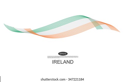 Ireland flag. Abstract Ireland ribbons isolated on white.