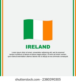 Plantilla de diseño de fondo de bandera de Irlanda. Afiche del Día de la Independencia de Irlanda en las redes sociales. Caricatura de Irlanda