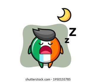 Ireland flag badge character illustration sleeping at night, cute style design for t shirt, sticker, logo element