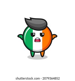 ireland flag badge mascot character saying I do not know , cute style design for t shirt, sticker, logo element