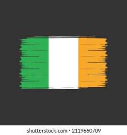 Ireland flag with brush stroke background