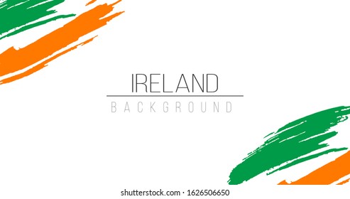 Ireland flag brush style background with stripes. Stock vector illustration isolated on white background.