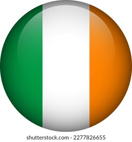 Irland Flaggenknopf. Emblem von Irland. Vektorflagge, Symbol. Farben und Proportionen korrekt.