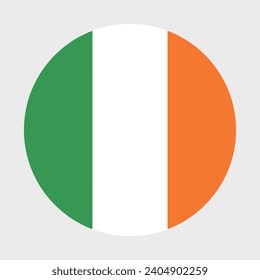 Bandera de Irlanda. Icono de indicador de botón. Color estándar. Indicador de icono de círculo. Ilustración del equipo. Ilustración digital. Ilustración vectorial.