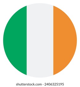 Ireland flag. Button flag icon. Standard color. Circle icon flag. Computer illustration. Digital illustration. Vector illustration.