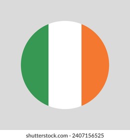 Bandera de Irlanda. Icono de indicador de botón. Color estándar. Indicador de icono de círculo. Ilustración del equipo. Ilustración digital. Ilustración vectorial.