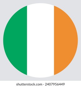 Ireland flag. Button flag icon. Standard color. Circle icon flag. Computer illustration. Digital illustration. Vector illustration.