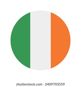 Ireland flag. Button flag icon. Standard color. Circle icon flag. Computer illustration. Digital illustration. Vector illustration.