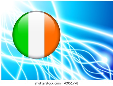 Ireland Flag Button on Abstract Light Background Original Illustration