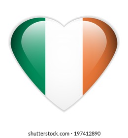 Ireland flag button on a white background. Vector illustration.