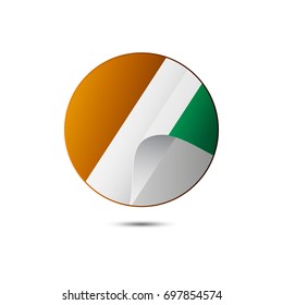 Ireland flag button with shadow on a white background. Vector illustration.
