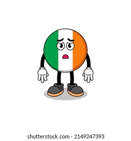 ireland flag cartoon illustration with sad face , character design