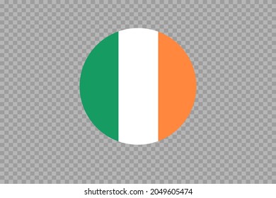 Ireland flag in circle shape isolated  on png or transparent  background,Symbol of  Ireland, template for banner,card,advertising, magazine,vector,top gold medal winner sport country 