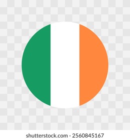 Ireland flag - circle vector flag isolated on checkerboard transparent background