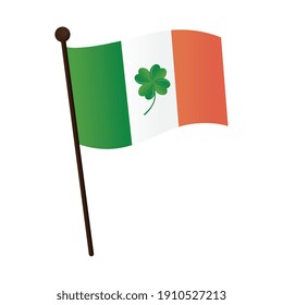 ireland flag with clover leaf icon vector illustration design