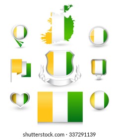 Ireland Flag Collection. Vector icon set.