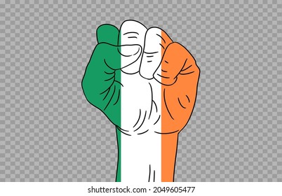 Ireland flag colored hand isolated on png or transparent  background, Symbols of Ireland template for banner,card,advertising ,promote,magazine,vector,top gold medal winner sport country