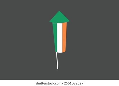 Ireland flag with firework shape, Flag of Ireland national country symbol illustration Vector, Rectangle Ireland flag illustration, Flat vector illustration
