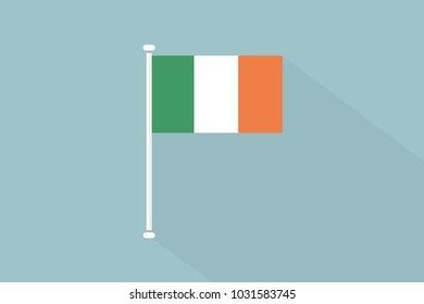 Ireland flag with flagpole,vector illustration