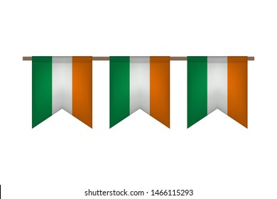 Ireland flag garland. Irish carnaval and festival decoration. Vector illustration.