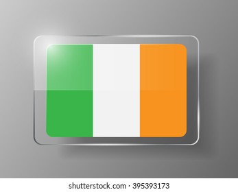Ireland Flag Glossy Button. Vector illustration.
