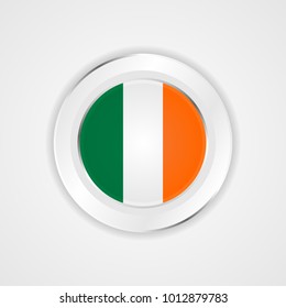 Ireland flag in glossy vector icon.