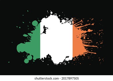 Ireland Flag With Grunge Effect Design. It will be used t-shirt graphics, print, poster and Background.