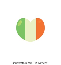 Ireland flag heart fill icon design. Saint Patrick's day celebration fortune Irish natural and lucky theme. Vector illustration.