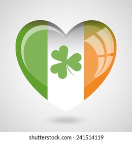Ireland Flag Heart Glossy Button