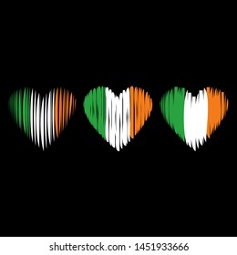 Ireland flag heart logo icon love sign Hand drawn grunge style Modern creative design Fashion print for clothes apparel greeting invitation card picture banner badge poster flyer websites Vector