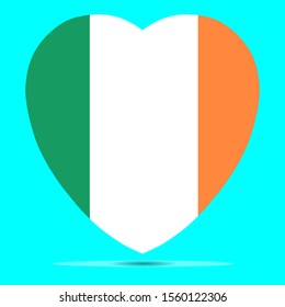 Ireland Flag In Heart Shape Vector