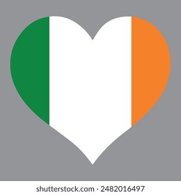 Bandera de Irlanda en forma de corazón, Ilustración vectorial sobre fondo aislado