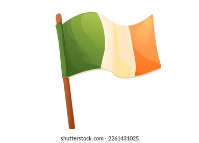 Ireland flag icon in cartoon style isolated on white background. Irish national emblem, European country