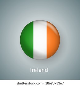 Icono de la bandera de Irlanda círculo gradiente 3d aislado
