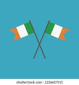 Ireland flag icon in flat design. Independence day or National day holiday concept.