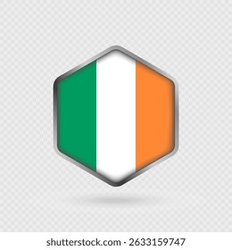 Ireland Flag Icon in Hexagon Shape.