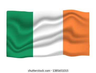 Ireland Flag Icon. National Flag Banner. Cartoon Vector illustration.