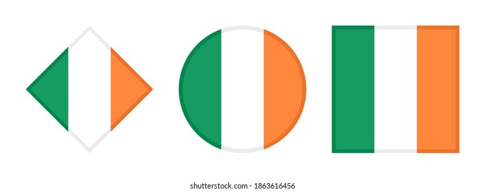 ireland flag icon set, isolated on white background