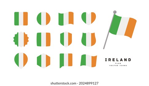 Ireland flag icon set vector illustration