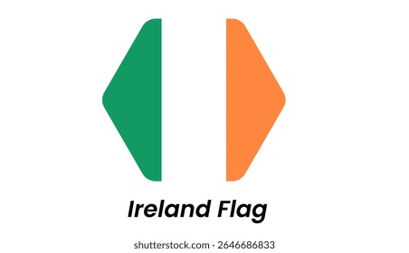 Ireland flag icon with vertical green, white, and orange stripes in flat vector style.