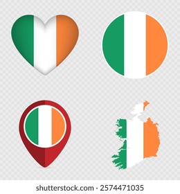 Ireland Flag Icons Pack. Vector illustration.