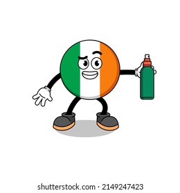 Ireland-Illustrations-Cartoon, der Mücken-Repellent hält, Charakterdesign