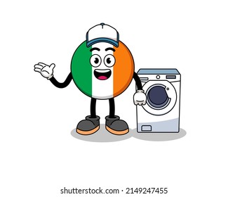 ireland flag illustration as a laundry man , character design