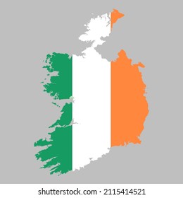 Bandera de Irlanda dentro de la ilustración vectorial de los límites del mapa irlandés 