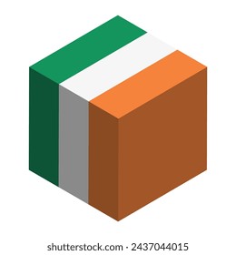 Ireland flag - isometric 3D cube isolated on white background. Vector object.