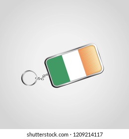 Ireland flag key chain design vector