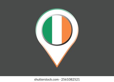 Ireland flag with location sign, Flag of Ireland national country symbol illustration Vector, Rectangle Ireland flag illustration, Flat vector illustration
