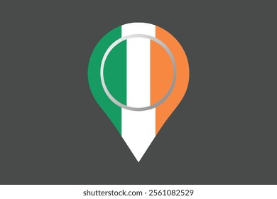 Ireland flag with location sign, Flag of Ireland national country symbol illustration Vector, Rectangle Ireland flag illustration, Flat vector illustration
