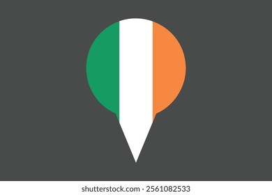 Ireland flag with location sign, Flag of Ireland national country symbol illustration Vector, Rectangle Ireland flag illustration, Flat vector illustration
