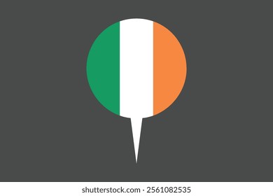 Ireland flag with location sign, Flag of Ireland national country symbol illustration Vector, Rectangle Ireland flag illustration, Flat vector illustration
